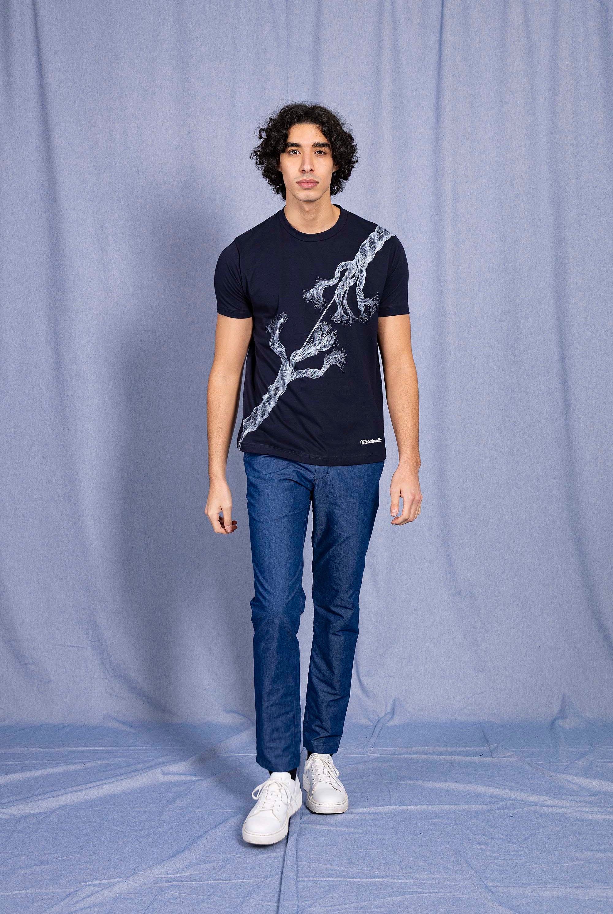T-Shirt Mario Cuerda Bleu Marine t-shirts pour homme unis ou imprimés en coton agréable à porter