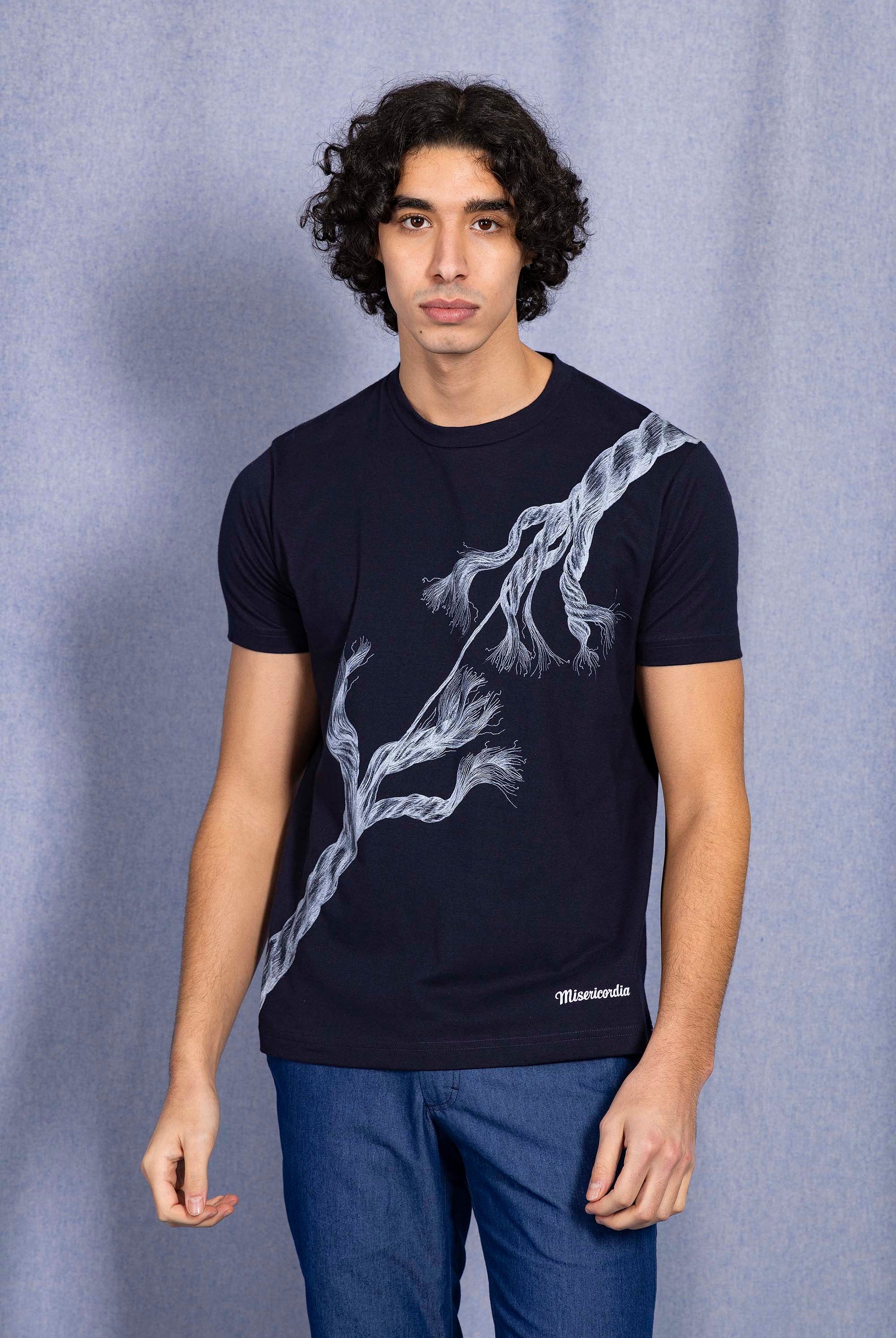 T-Shirt Mario Cuerda Bleu Marine t-shirts pour homme unis ou imprimés en coton agréable à porter