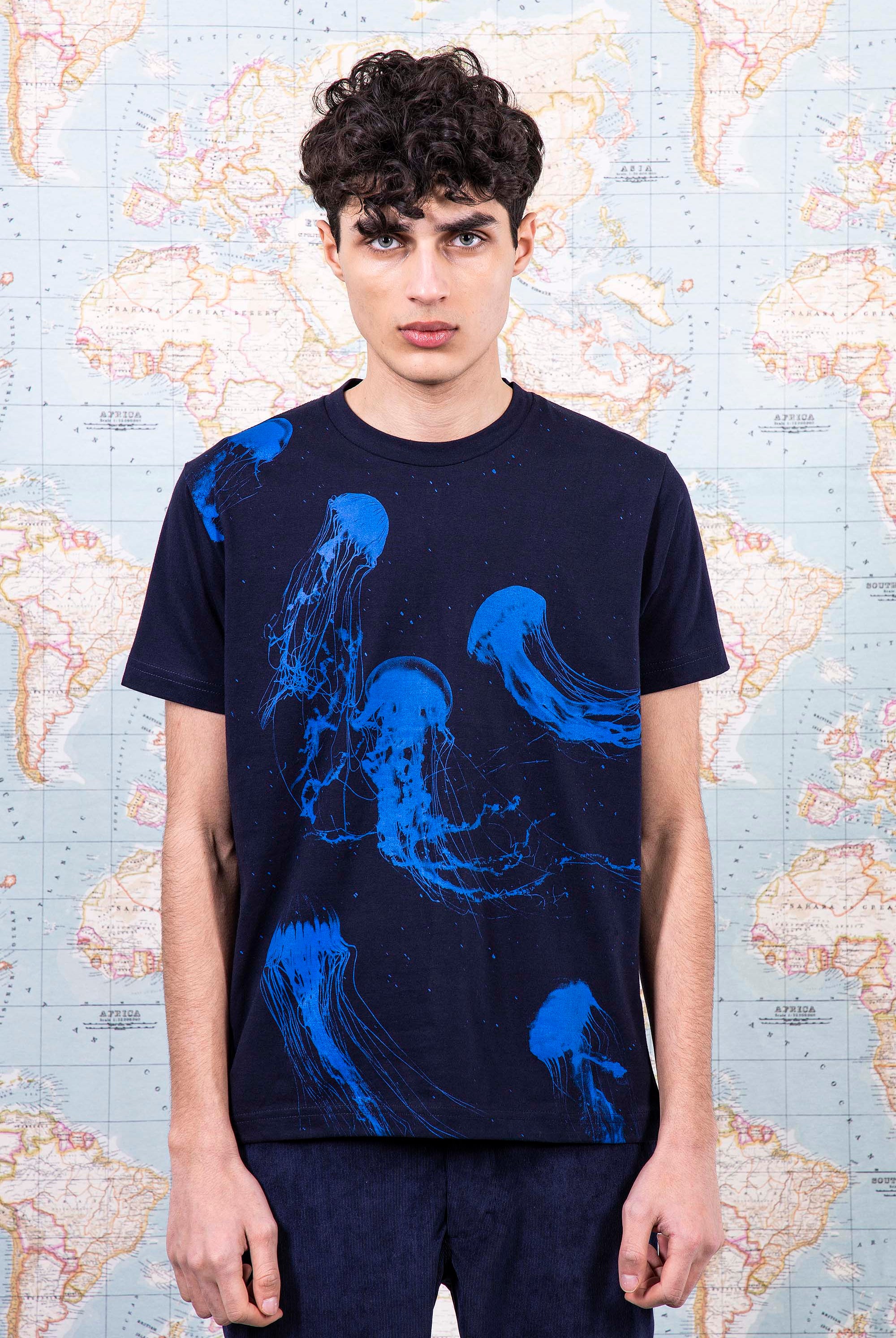 T-Shirt Mario Medusas Bleu Marine t-shirts pour homme unis ou imprimés en coton agréable à porter