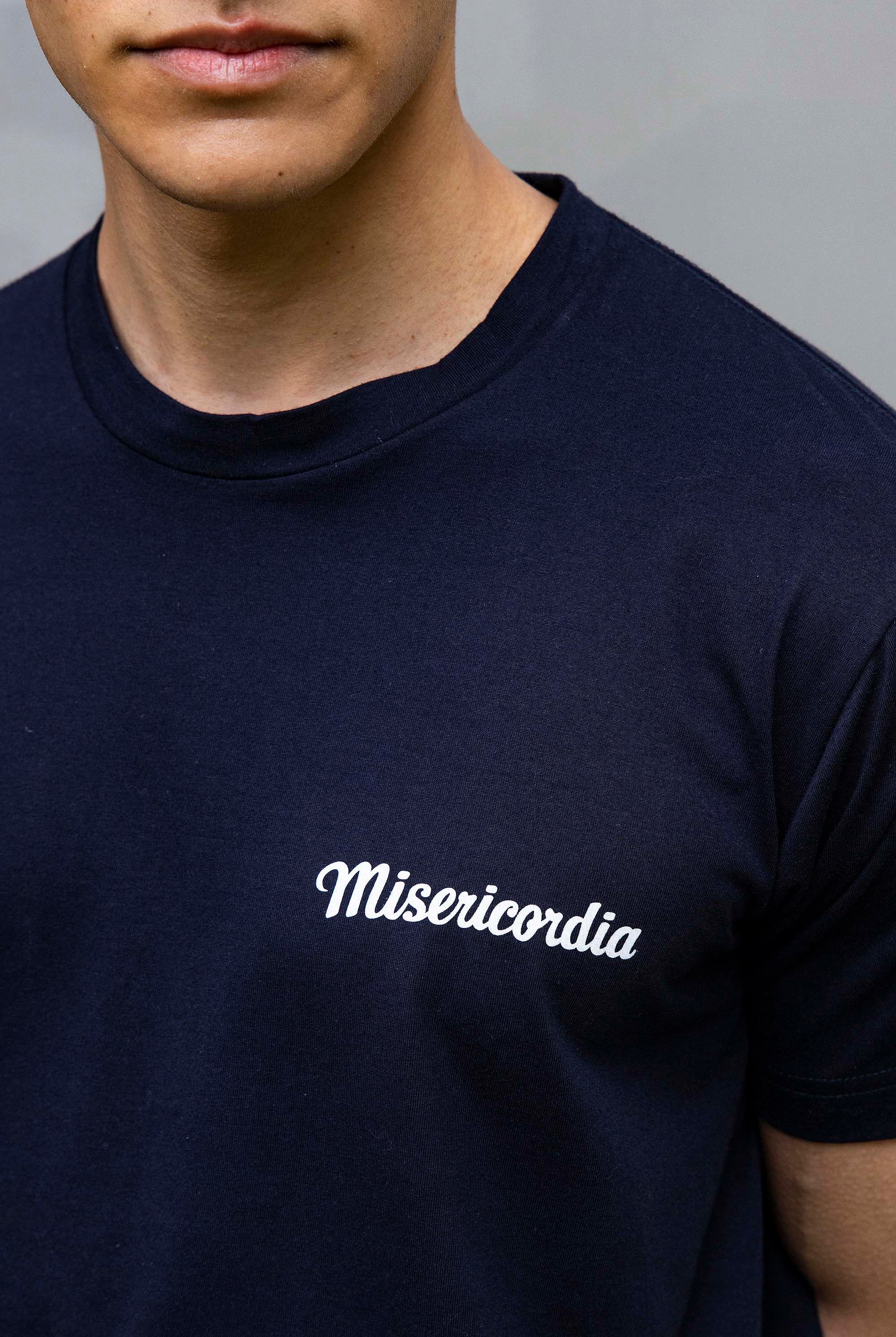 T-Shirt Mario Misericordia Pecho Bleu Marine t-shirts pour homme unis ou imprimés en coton agréable à porter