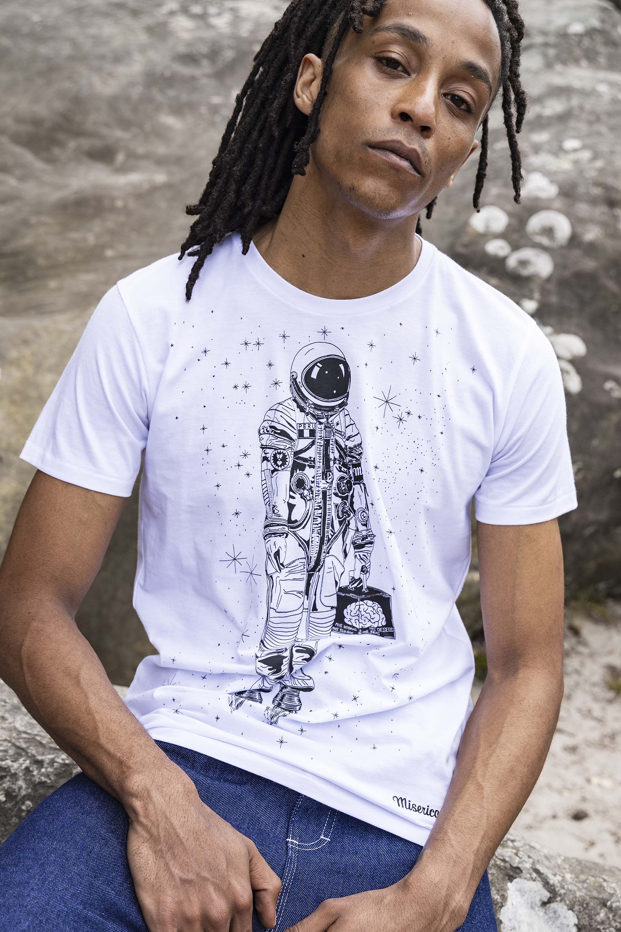 T-Shirt Querido Astronauta Blanc t-shirts pour homme unis ou imprimés en coton agréable à porter