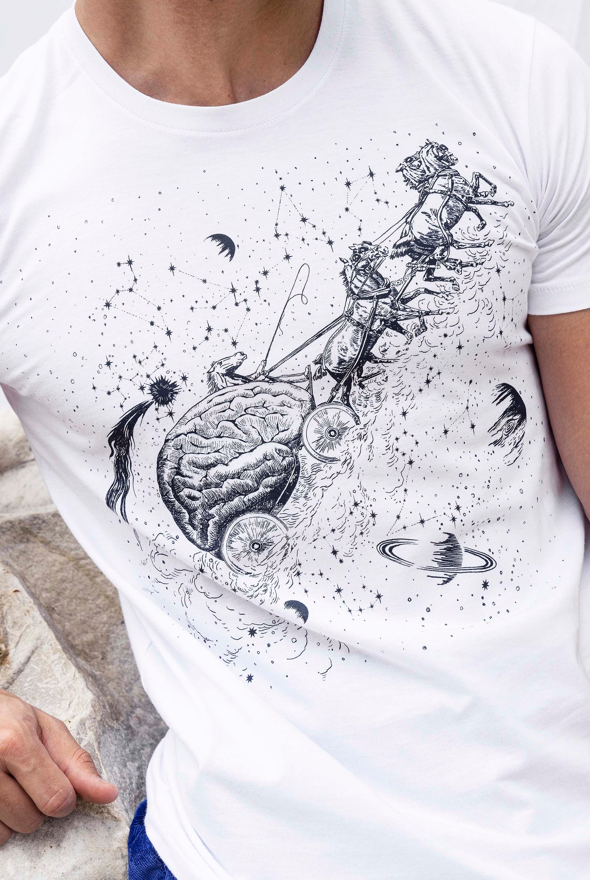 T-Shirt Querido Constelacion Blanc t-shirts pour homme simples, polyvalents pour toutes les occasions