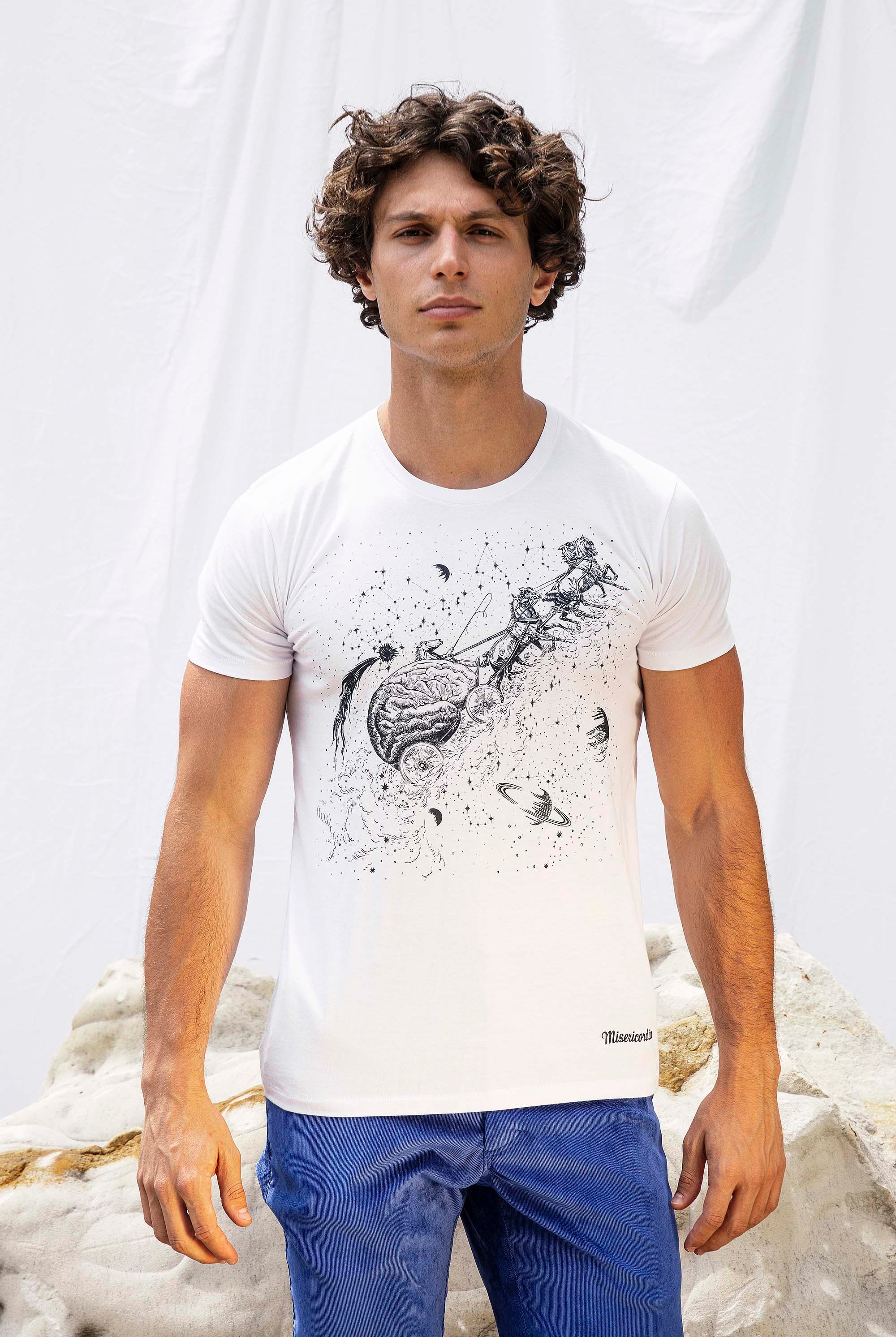 T-Shirt Querido Constelacion Blanc t-shirts pour homme unis ou imprimés en coton agréable à porter