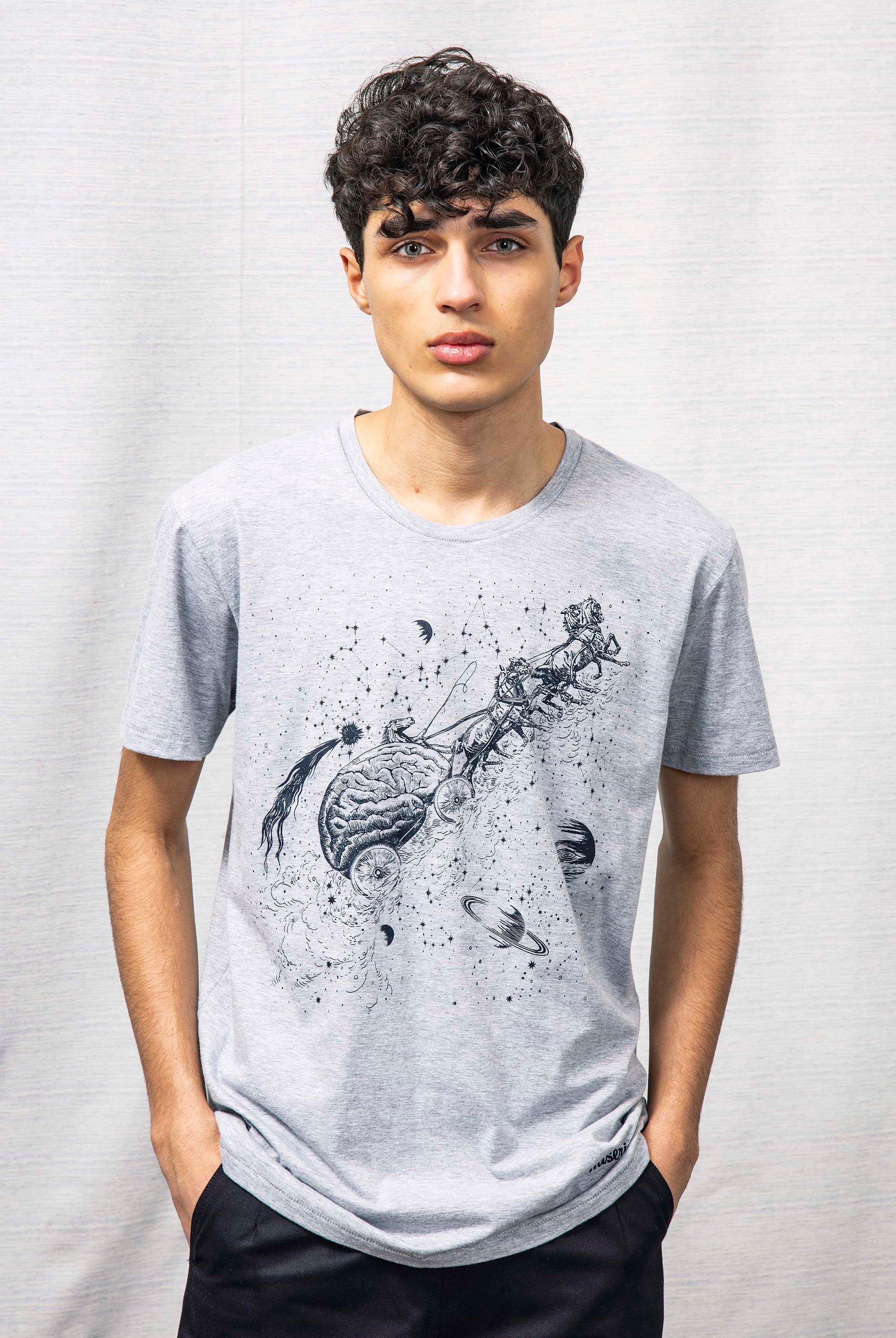 T-Shirt Querido Constelacion Gris t-shirts pour homme unis ou imprimés en coton agréable à porter