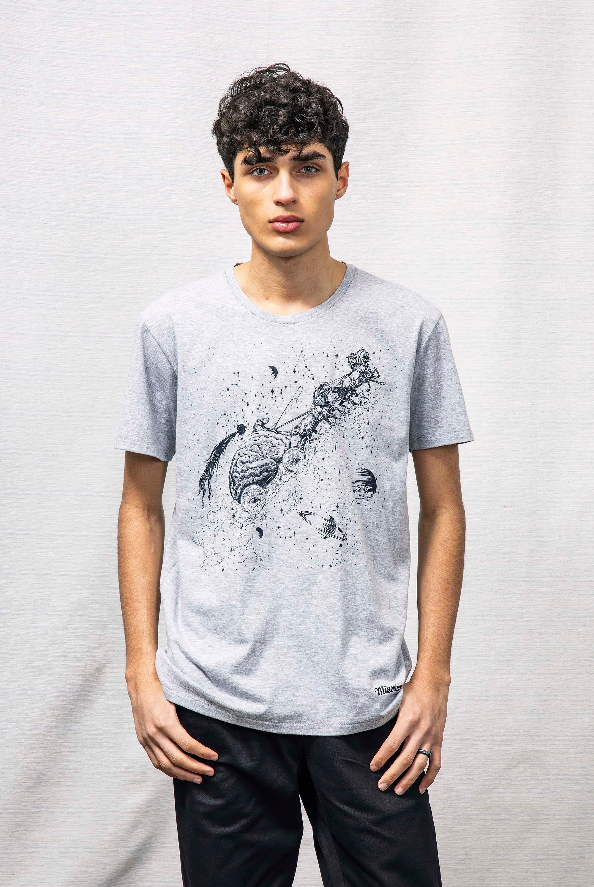 T-Shirt Querido Constelacion Gris t-shirts pour homme unis ou imprimés en coton agréable à porter