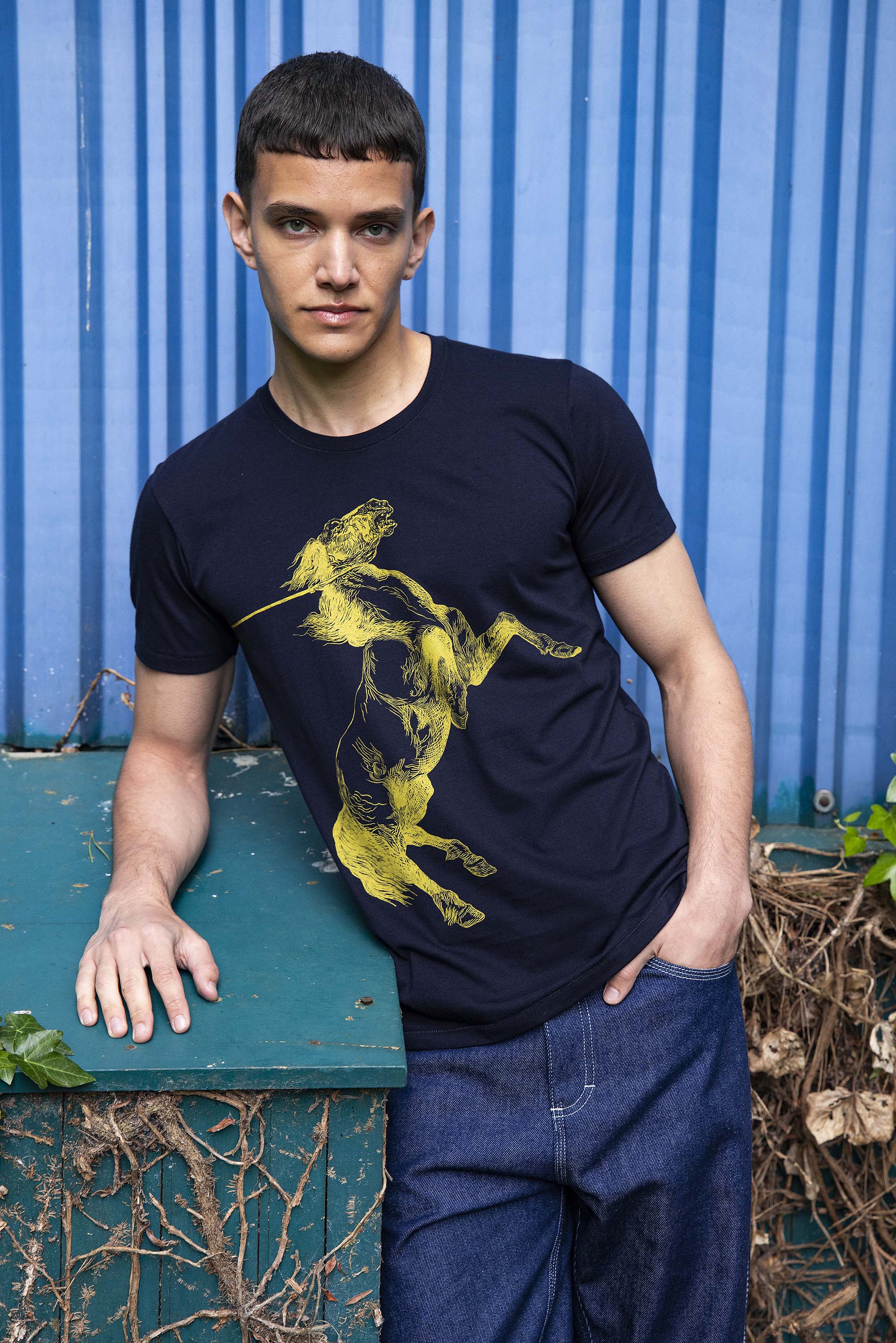 T-Shirt Querido Indomable Bleu Marine t-shirts pour homme unis ou imprimés en coton agréable à porter