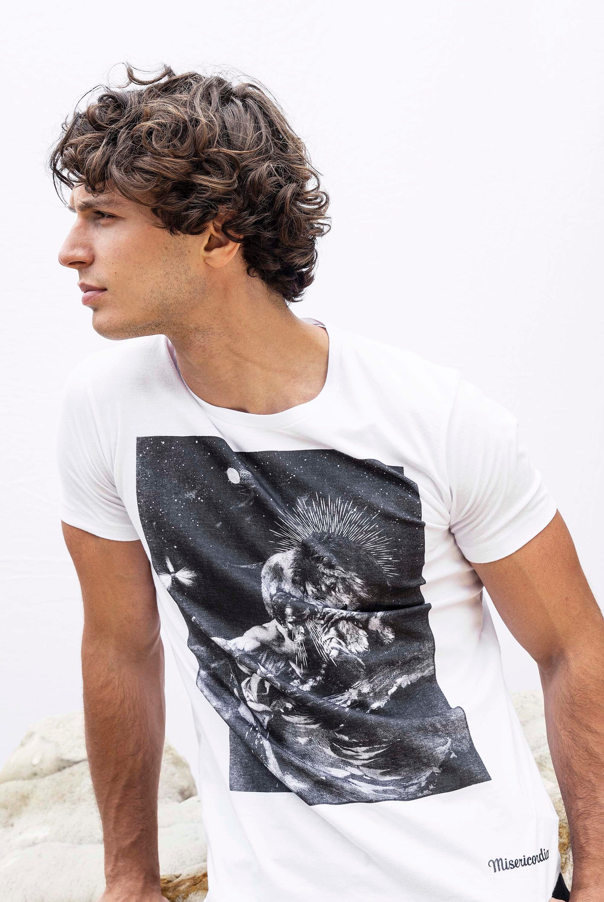 T-Shirt Querido Leon Blanc t-shirts pour homme unis ou imprimés en coton agréable à porter