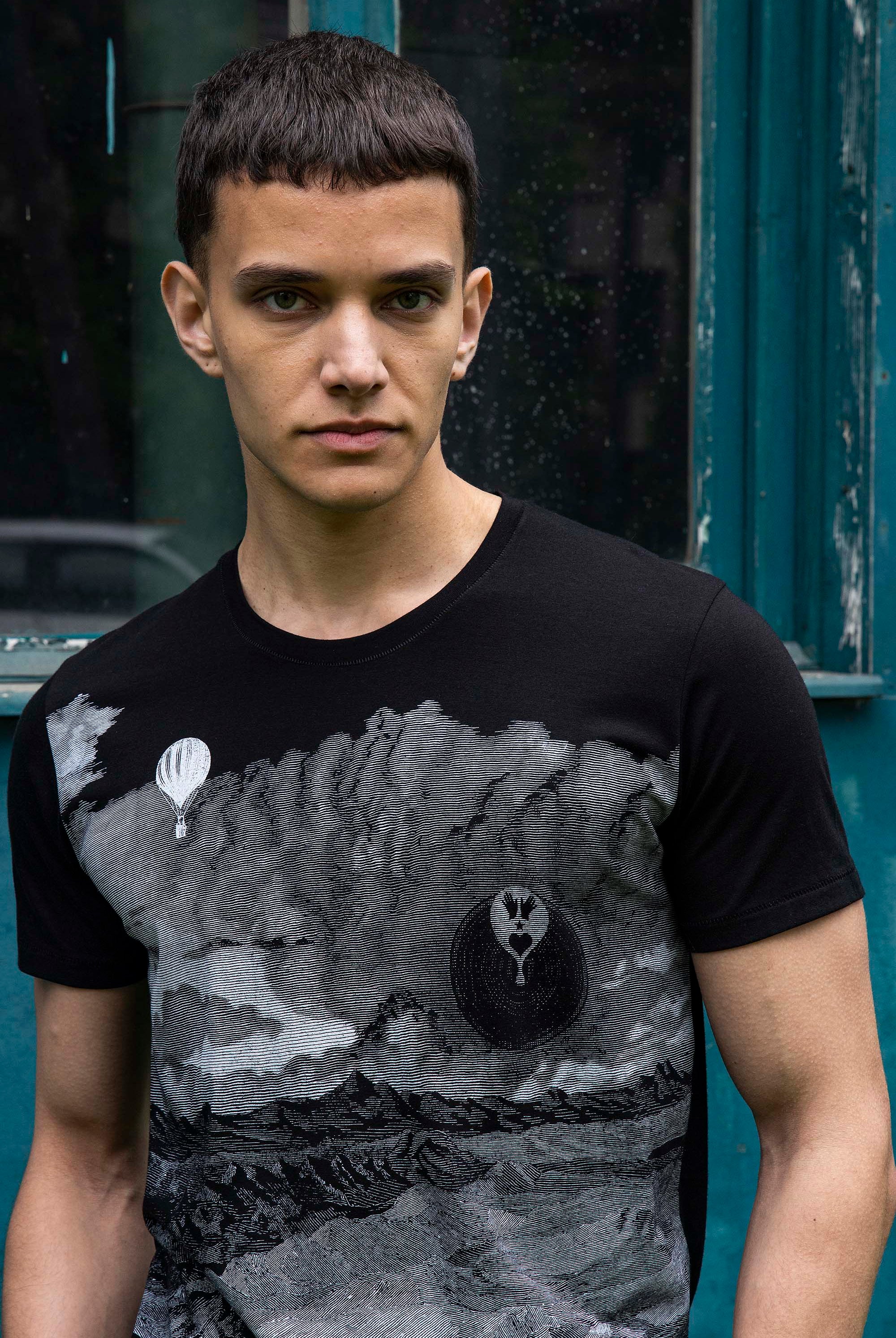 Tee-Shirt Querido Montaña Noir t-shirts manches courtes, 100% coton naturel, toucher agréable