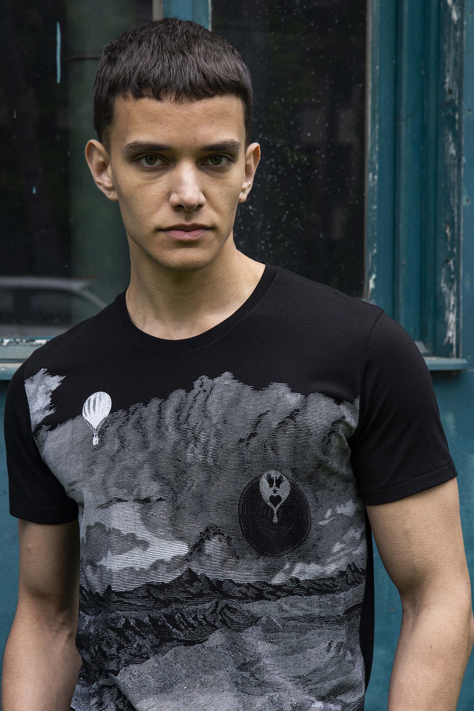 Tee-Shirt Querido Montaña Noir t-shirts manches courtes, 100% coton naturel, toucher agréable