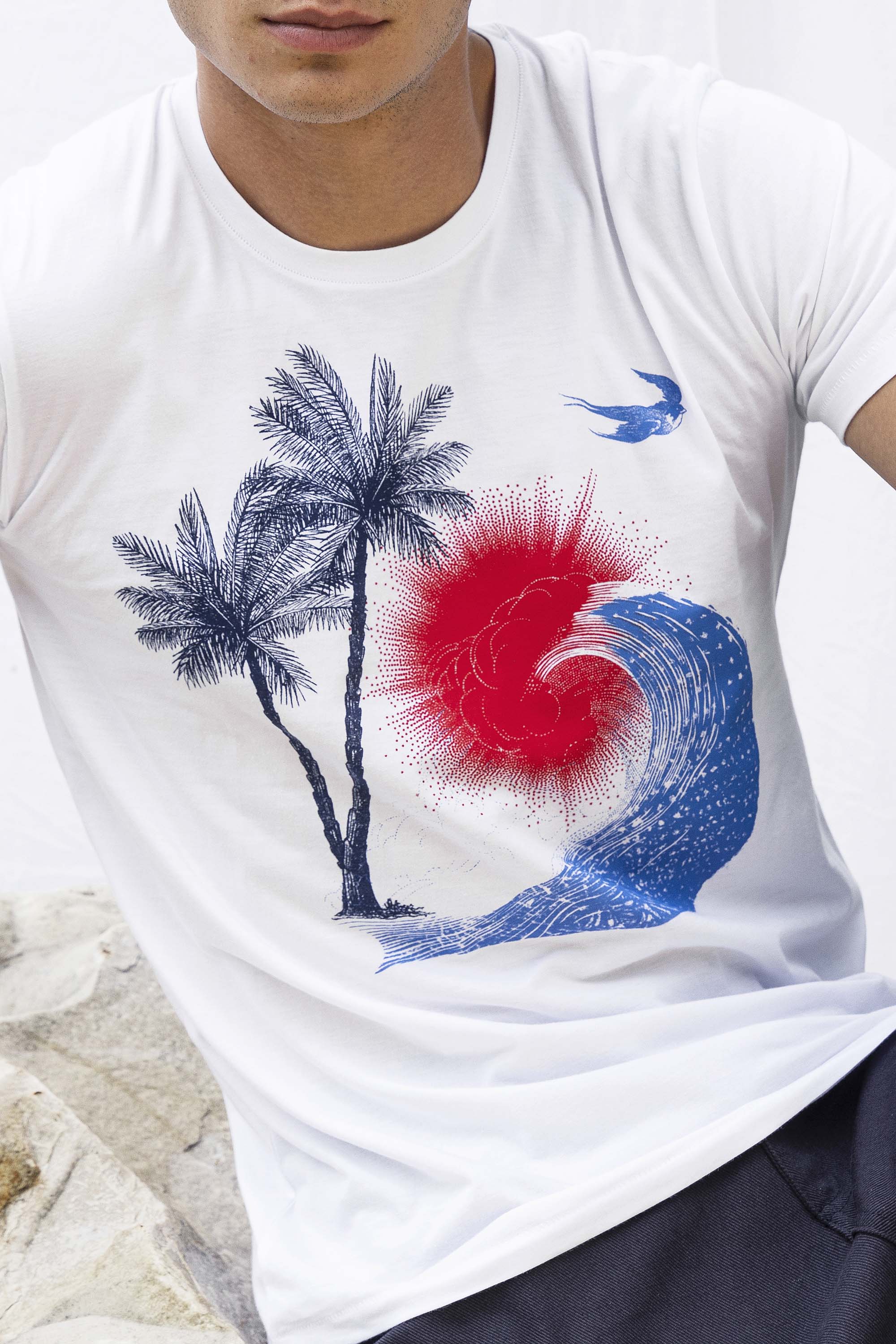 T-Shirt Querido Palmera Blanc jouer la carte de l'originalité avec les t-shirts à message Misericordia