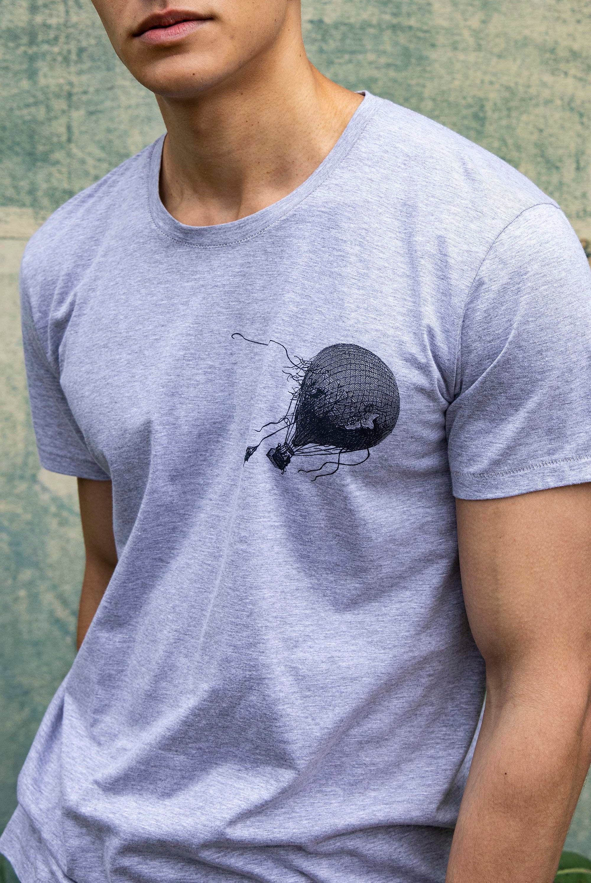 T-shirt Querido Globo Aerostatico Gris t-shirts pour homme unis ou imprimés en coton agréable à porter