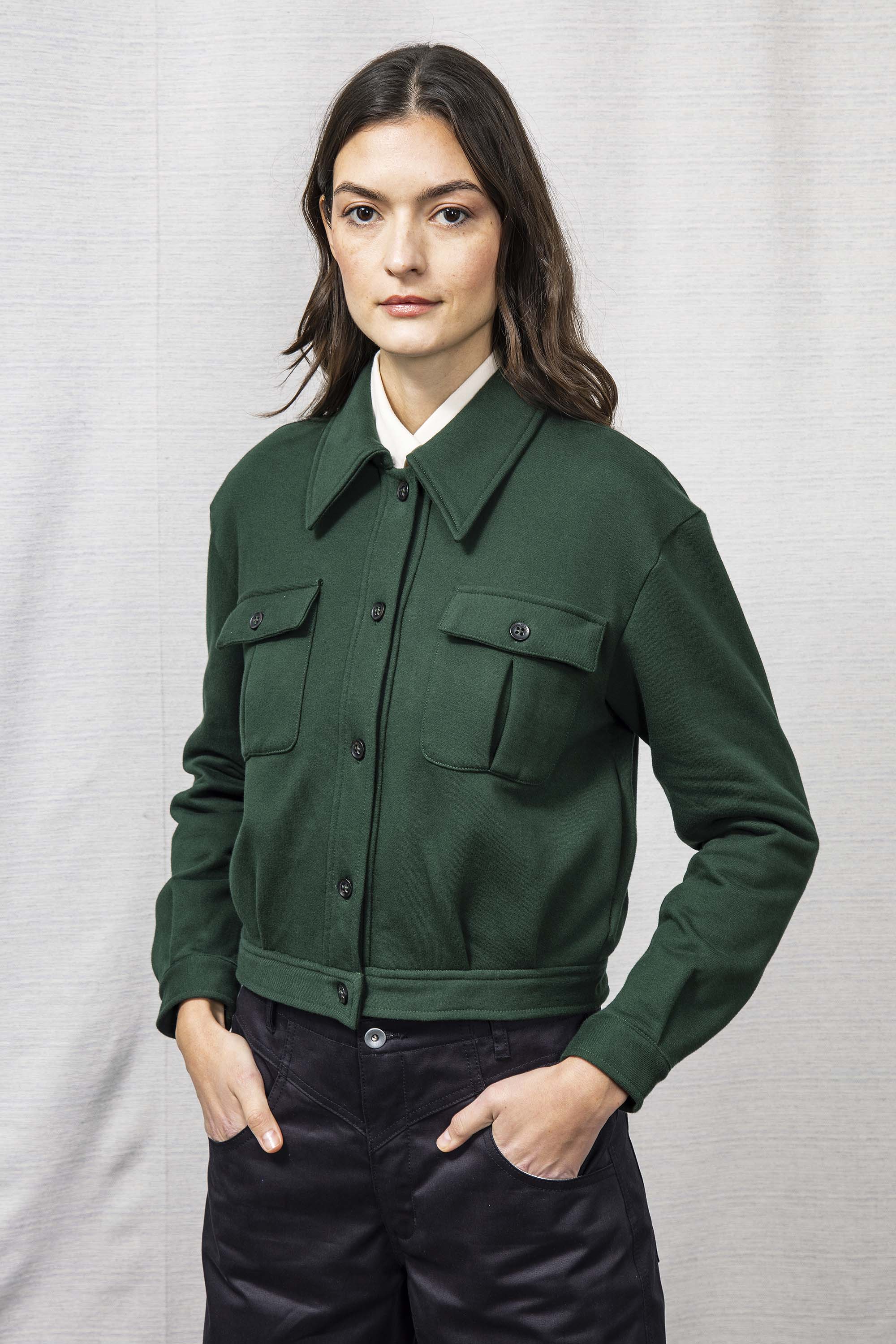 Veste Dione Vert Foncé doux et confortable, cintré, oversize, zippé ou à capuche