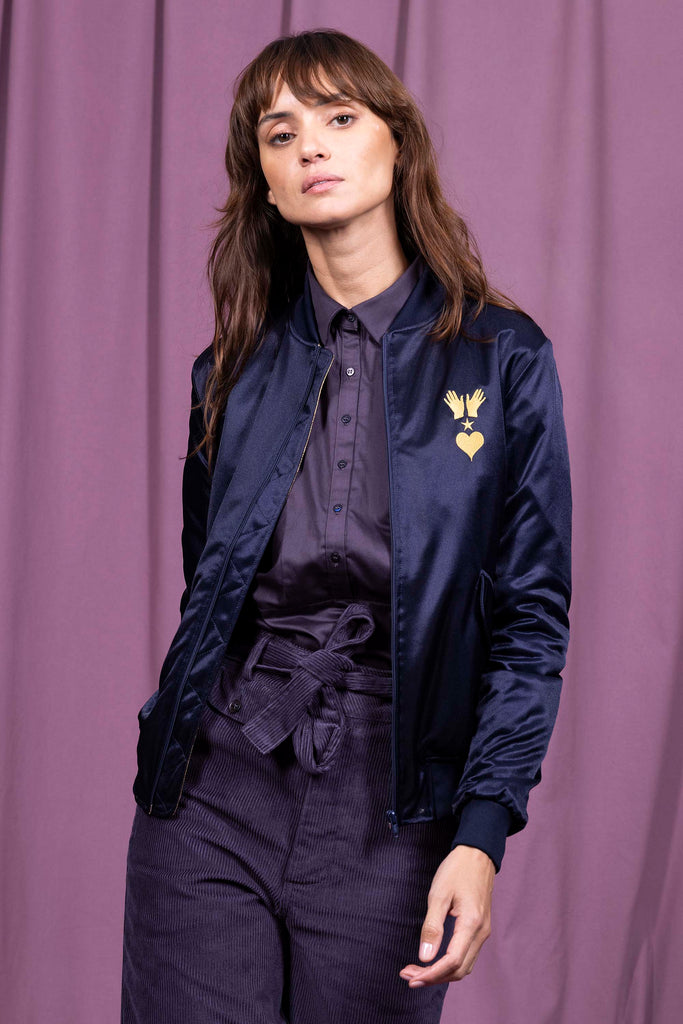 Blouson Paraguas Bola Disco Bleu Marine pièce phare d'une tenue très urbaine