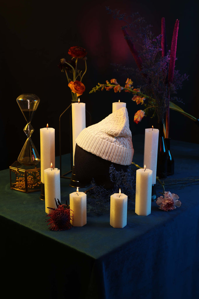 Bonnet crème tricoté en laine