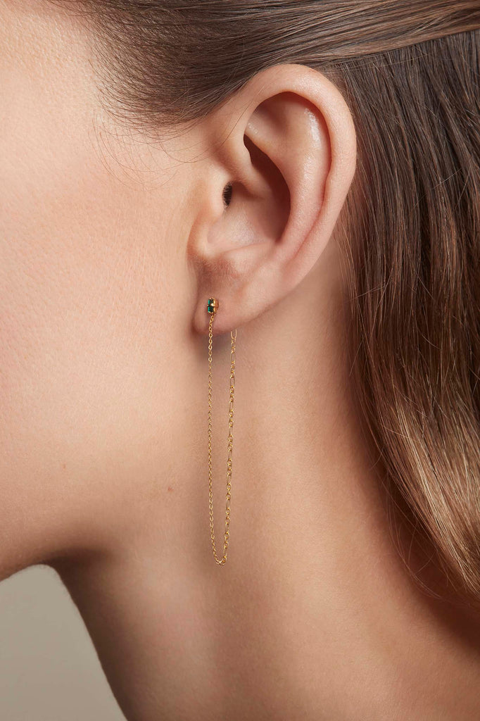 Boucle D'oreille Léopold - Émeraude- April Please bijoux dorés ou argentés alliants mode et production locale