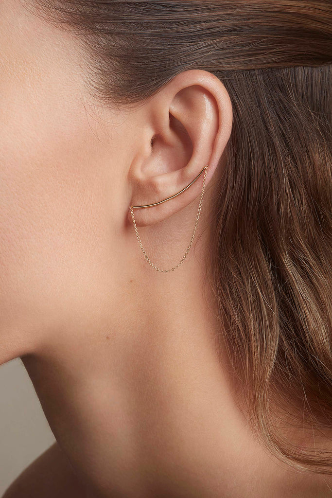 Boucle d'Oreille Tige et Chaine Doré Louis - April Please Des bijoux faits pour elles, imaginés et créés en France