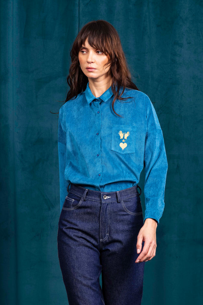 Chemise Alanis Bleu méditerranée classique intemporel, futur partenaire de votre jean