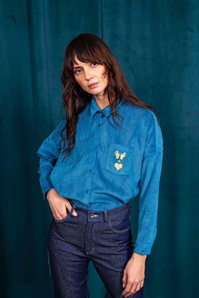 Chemise Alanis Bleu méditerranée classique intemporel, futur partenaire de votre jean