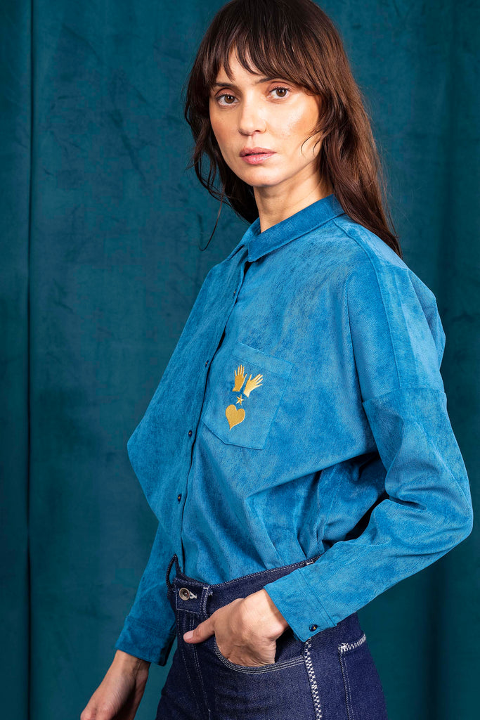 Chemise Alanis Bleu méditerranée classique intemporel, futur partenaire de votre jean