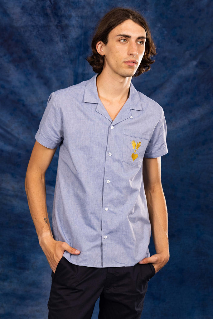 Chemise Fidel Bleu Délavé chemise homme aux lignes délicates, élégance assurée