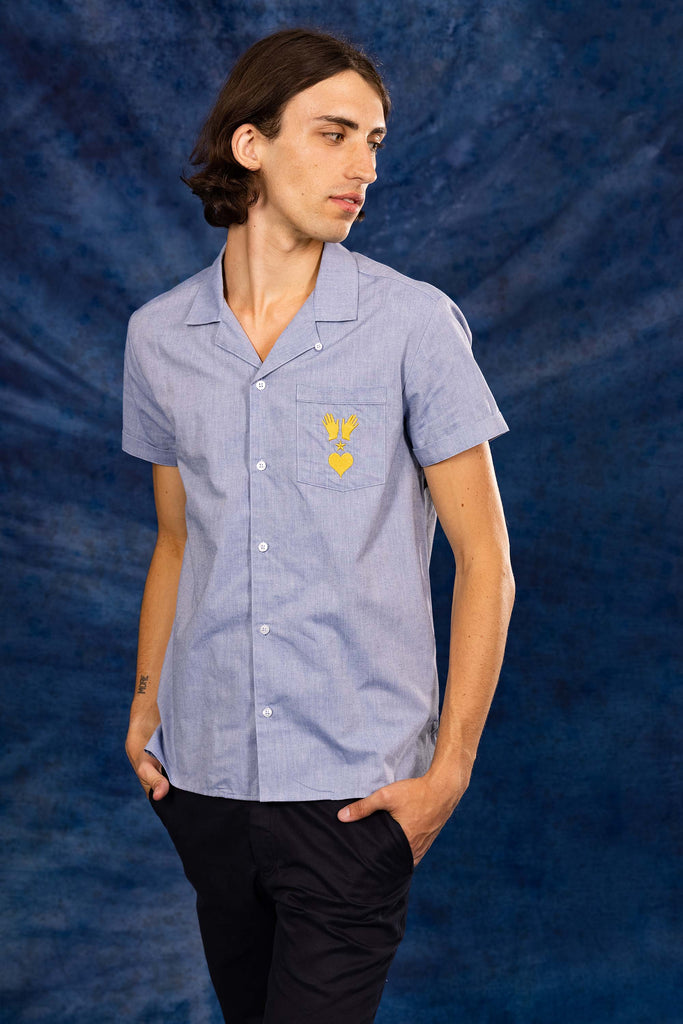 Chemise Fidel Bleu Délavé slim fit, ajustée, chic et élégante, chemise mode fashion commerce équitable