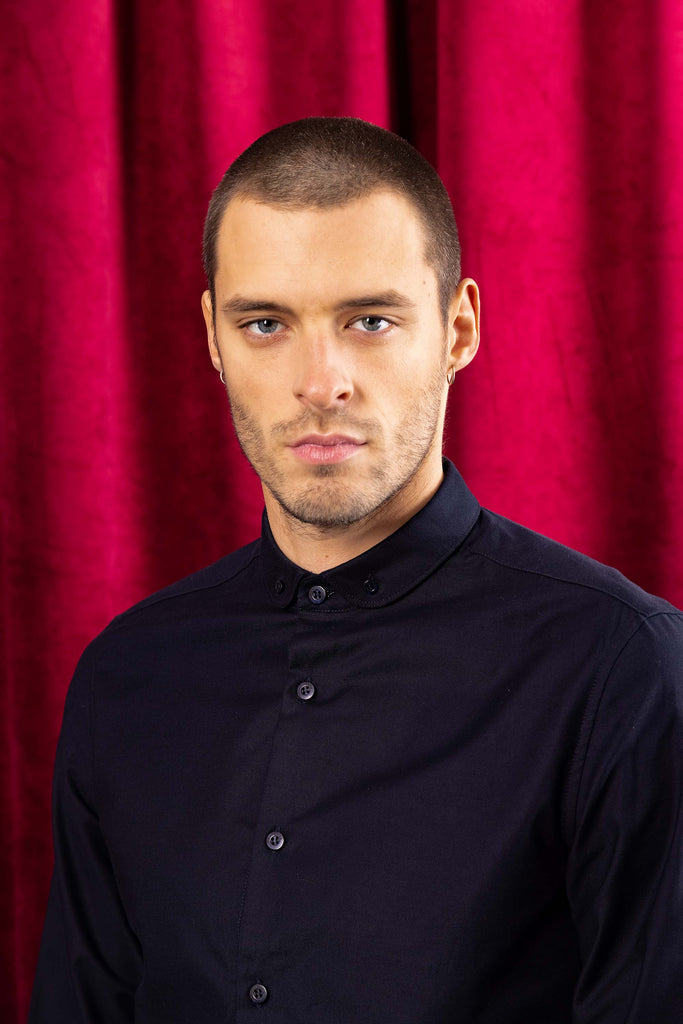 Chemise Formacion Bleu Marine slim fit, ajustée, chic et élégante, chemise mode fashion commerce équitable