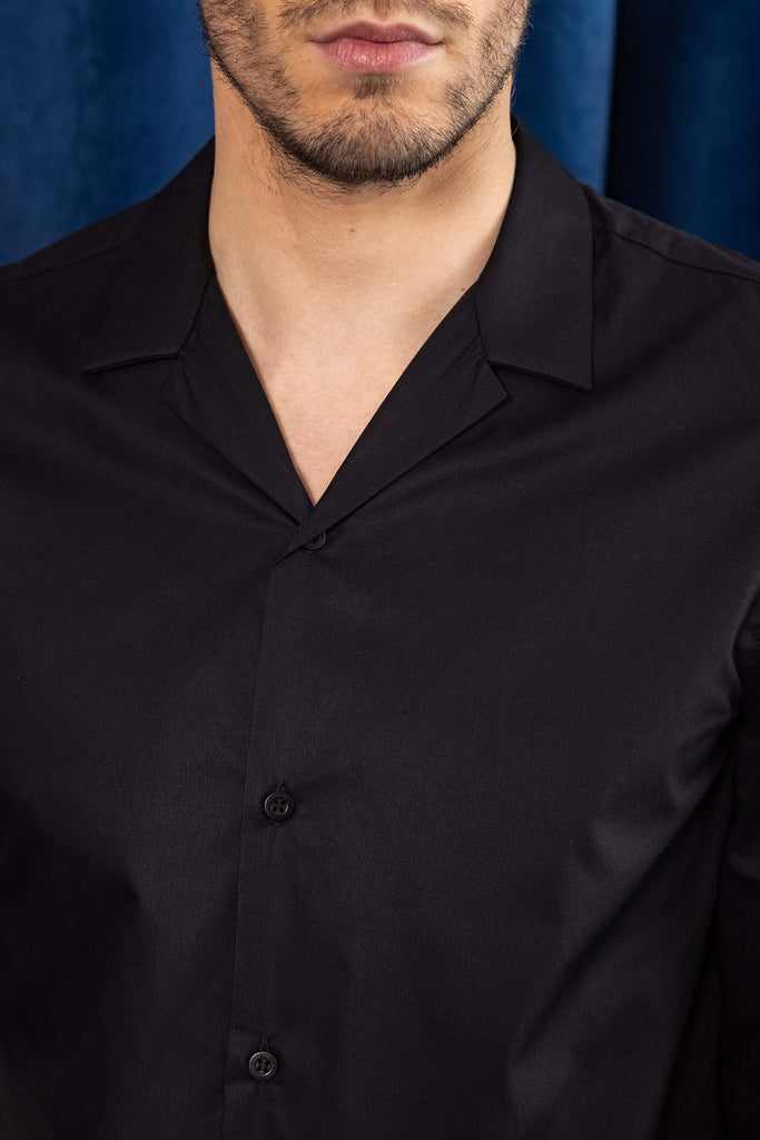 Chemise Guillermo Noir slim fit, ajustée, chic et élégante, chemise mode fashion commerce équitable