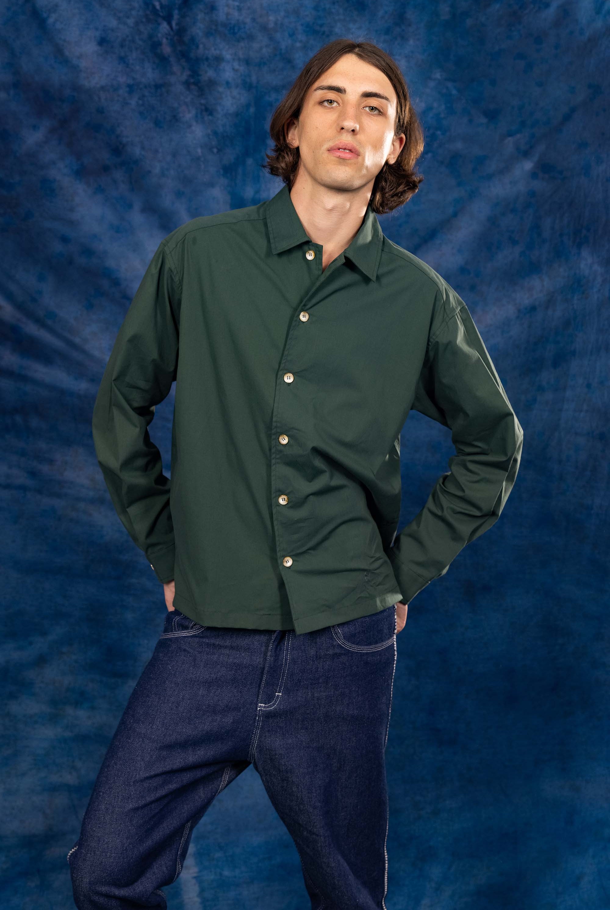 Chemise Lorenzo Vert Foncé slim fit, ajustée, chic et élégante, chemise mode fashion commerce équitable