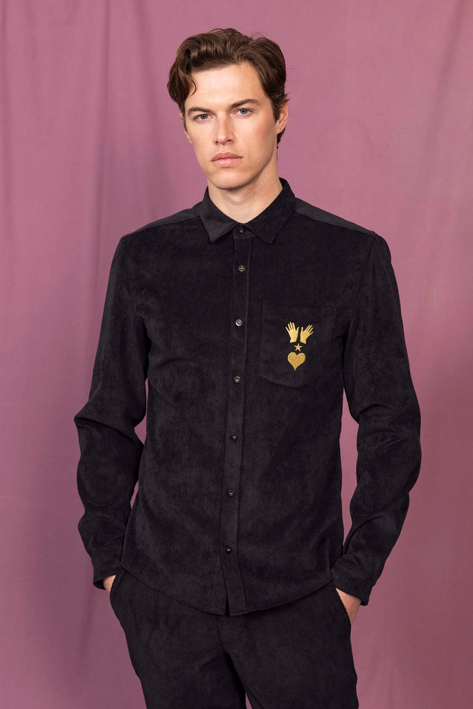 Chemise Observatorio Noir chemise à l'esprit classique, simple et élégant