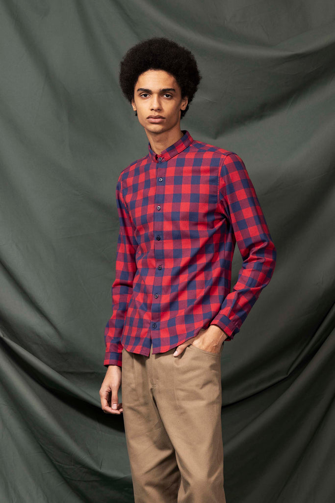 Chemise Piloto Rouge Et Bleu Marine chemise homme aux lignes délicates, élégance assurée