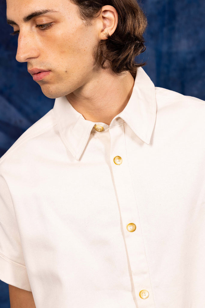 Chemise Vega Écru slim fit, ajustée, chic et élégante, chemise mode fashion commerce équitable