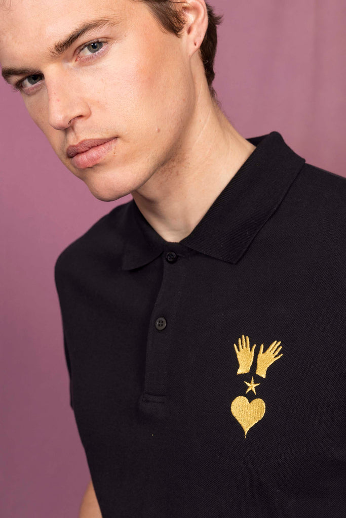 Polo Iker Manos Espiritu y Corazon Noir t-shirts pour homme unis ou imprimés en coton agréable à porter