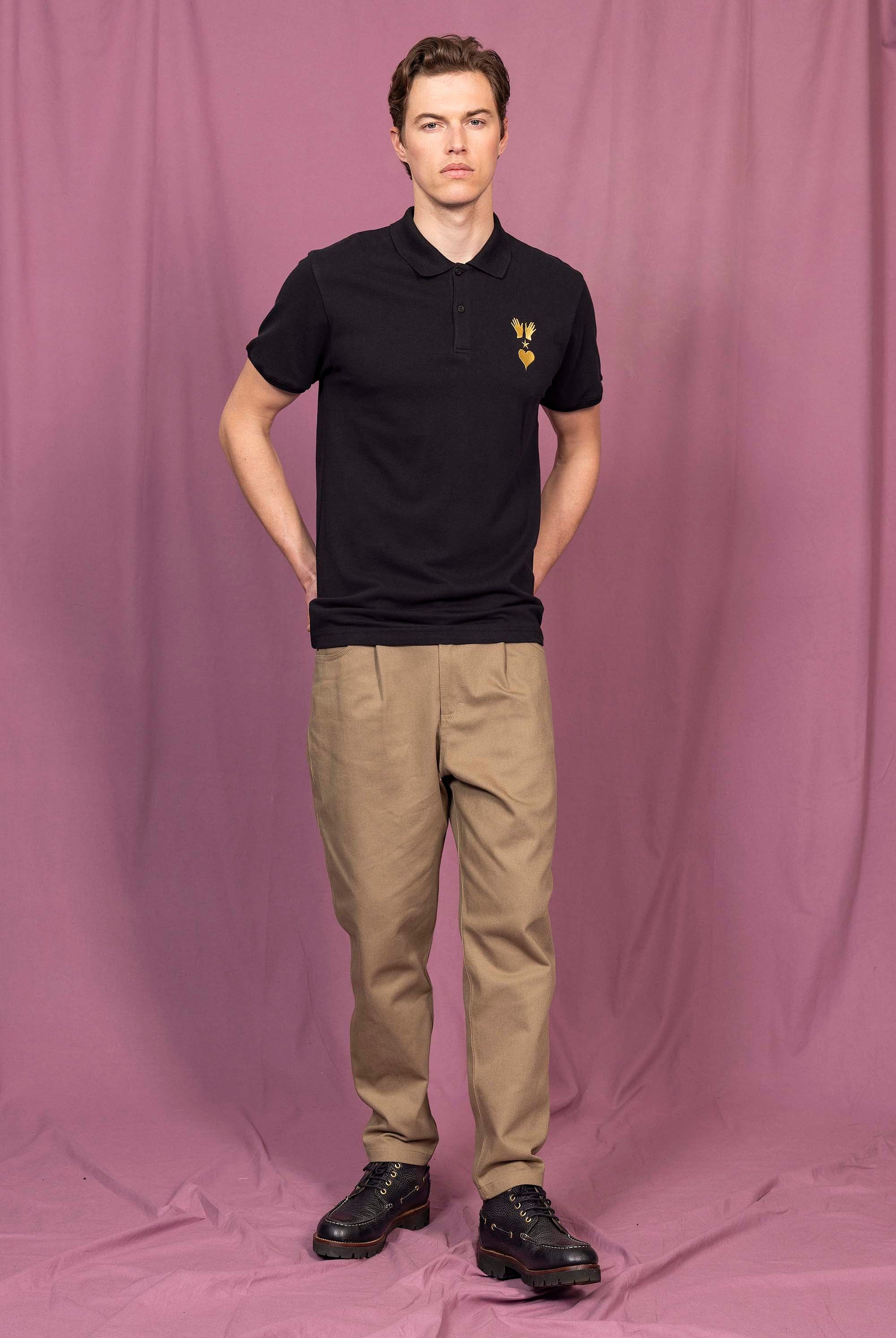 Polo Iker Manos Espiritu y Corazon Noir t-shirts manches courtes, 100% coton naturel, toucher agréable