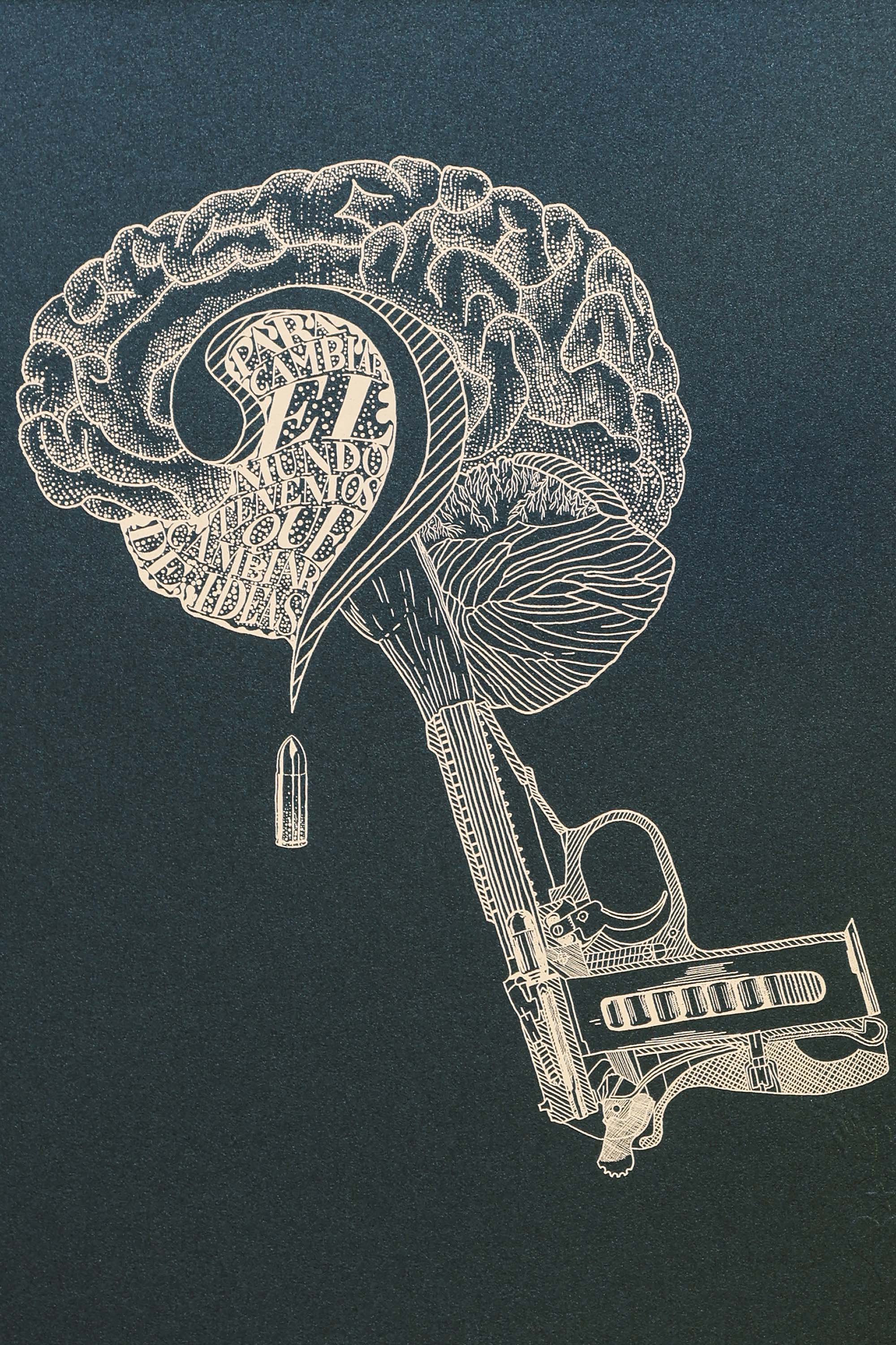 Sérigraphie édition limitée - Cerebro - 30x40cm idée cadeau éthique faire plaisir