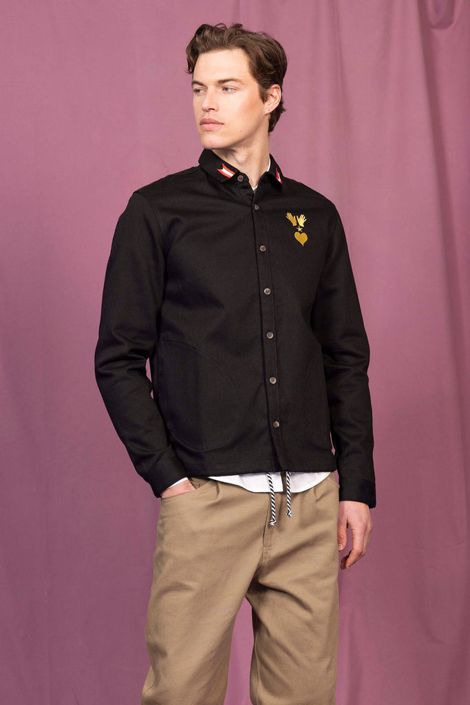 Surchemise Fontanero Aves Noir chemises pour hommes adaptées à la vie de tous les jours