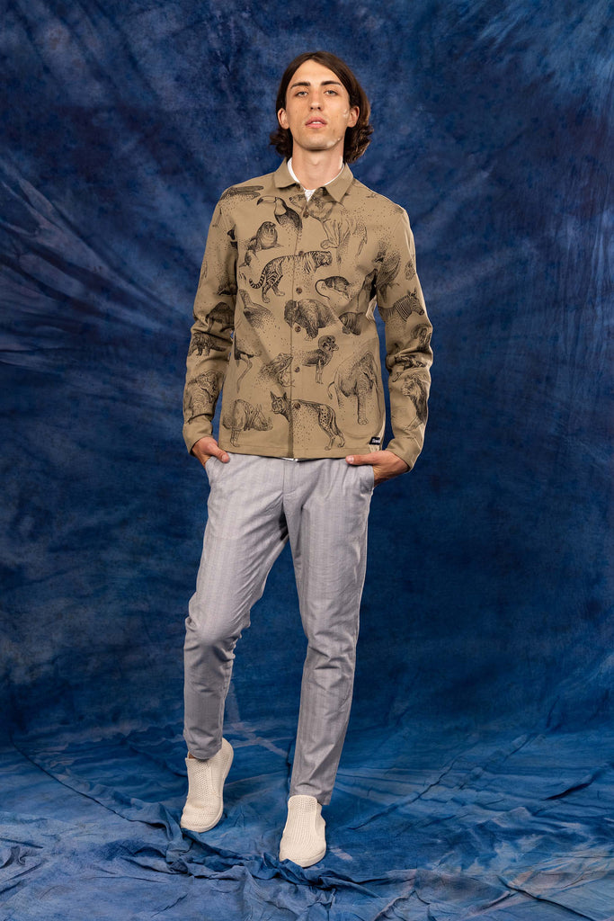 Surchemise Fontanero Desaparicion Beige slim fit, ajustée, chic et élégante, chemise mode fashion commerce équitable
