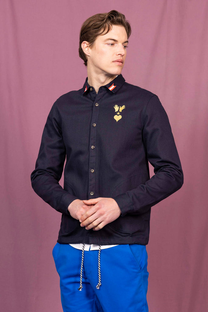 Surchemise Fontanero Rayo Bleu Marine chemise homme aux lignes délicates, élégance assurée