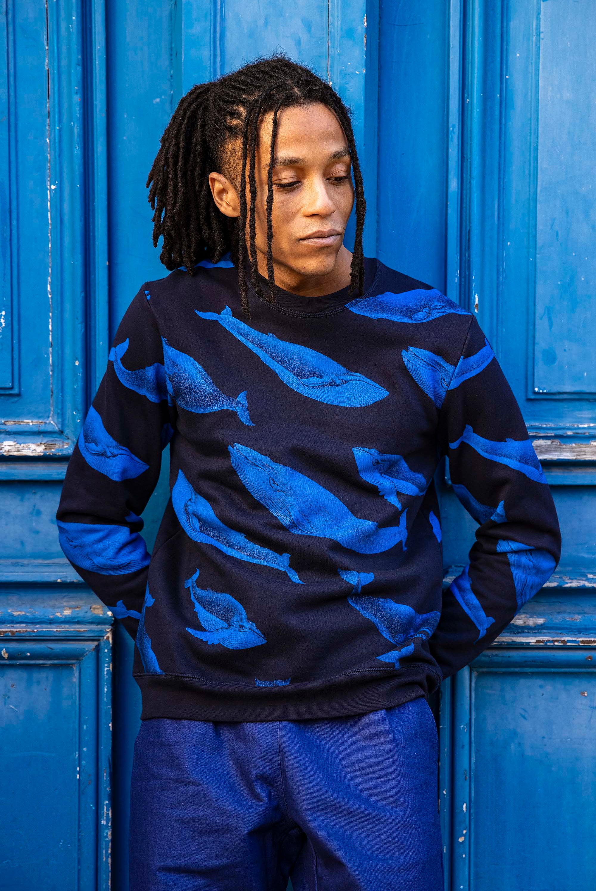Sweatshirt Macarron Ballena Bleu marine sweatshirts haut de gamme en imprimés