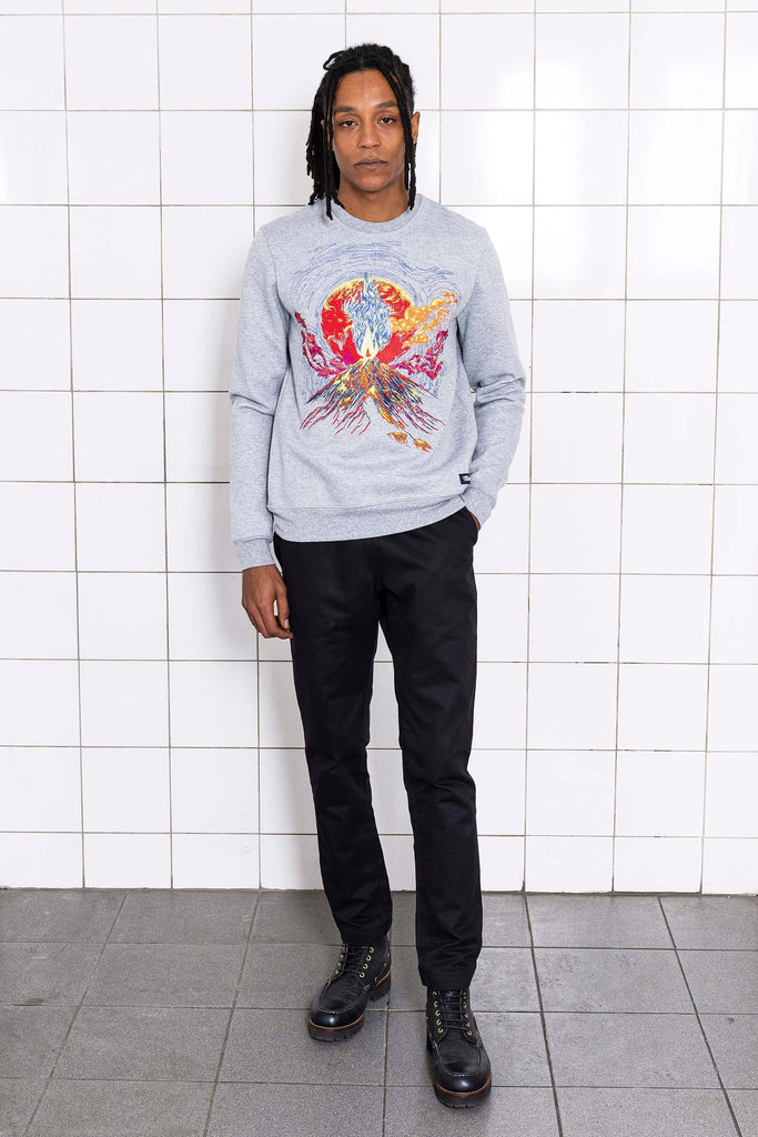 Sweatshirt Macarron Volcano Gris sweatshirts haut de gamme en imprimés