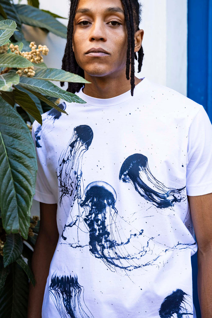 T-Shirt Mario Medusas Blanc t-shirts manches courtes, 100% coton naturel, toucher agréable