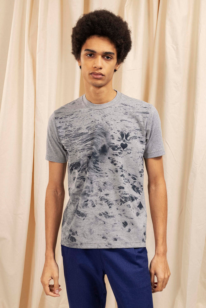 T-Shirt Mario Ultima Ola Gris t-shirts manches courtes, 100% coton naturel, toucher agréable