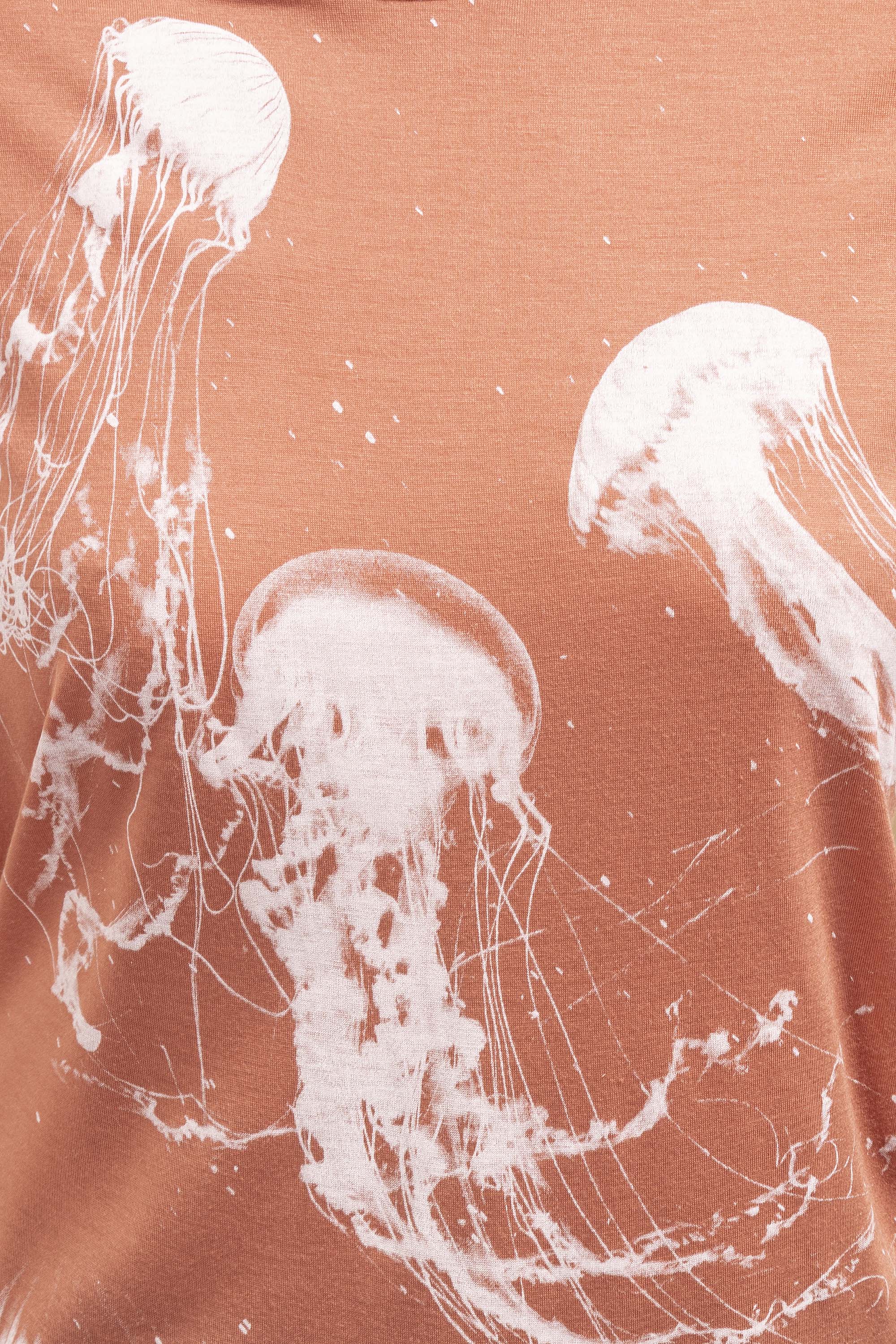 T-Shirt Medallon Medusas Saumon mode graphique, ligne féminine et légèrement rétro, motifs arty