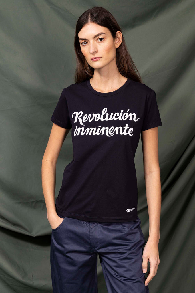 T-Shirt Medallon Revolucion Inminente Bleu Marine modèles de t-shirts femme pour le quotidien, les vacances ou les week-end
