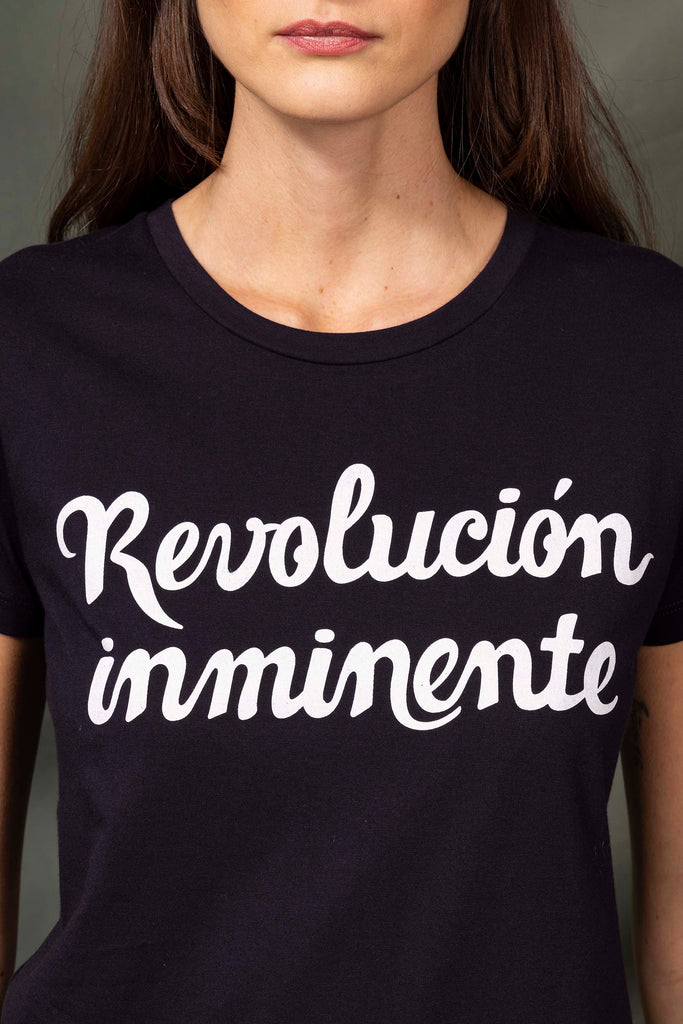 T-Shirt Medallon Revolucion Inminente Bleu Marine mode graphique, ligne féminine et légèrement rétro, motifs arty