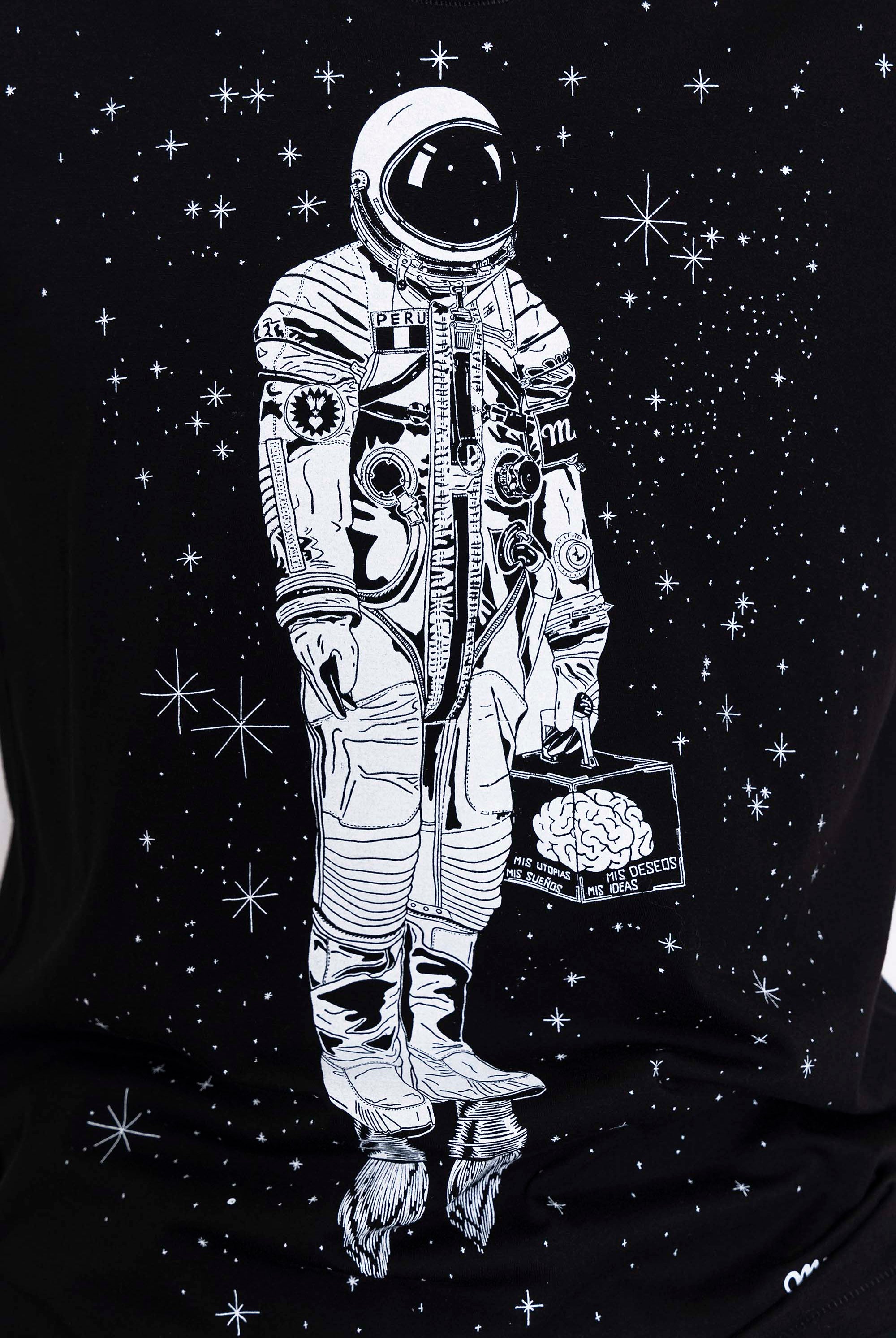 T-Shirt Querido Astronauta Noir t-shirts pour homme unis ou imprimés en coton agréable à porter