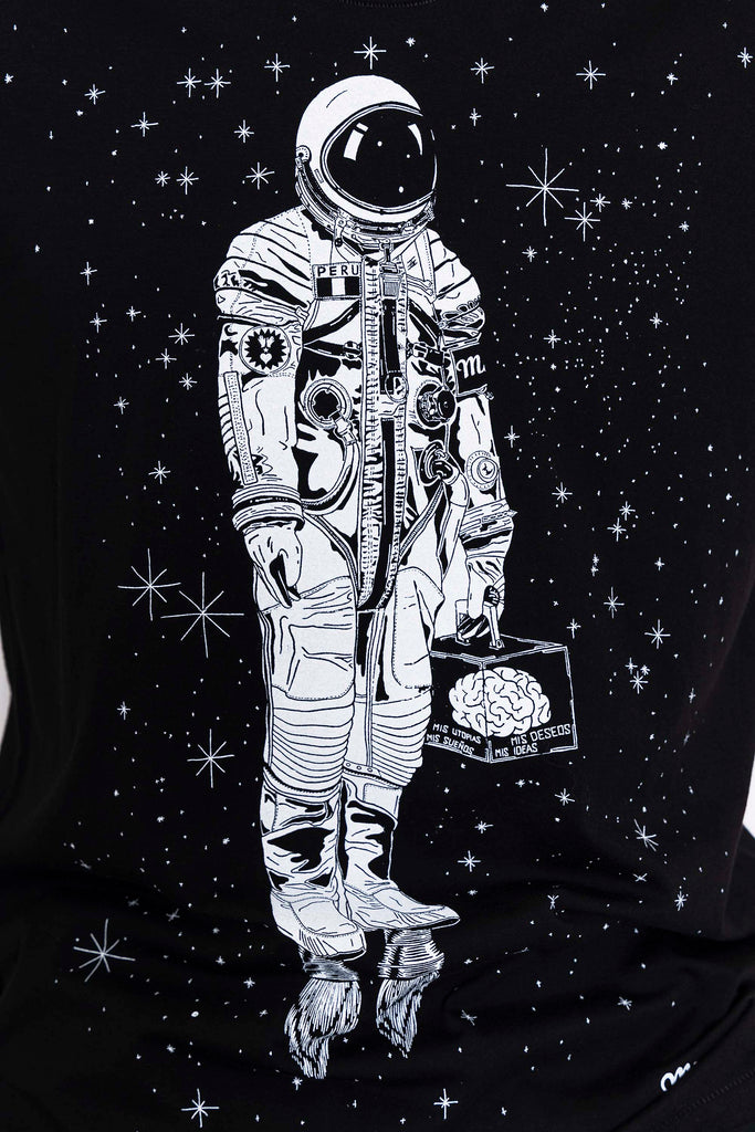 T-Shirt Querido Astronauta Noir t-shirts manches courtes, 100% coton naturel, toucher agréable