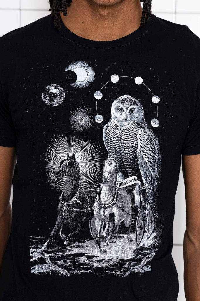 T-Shirt Querido Buho Noir t-shirts manches courtes, 100% coton naturel, toucher agréable