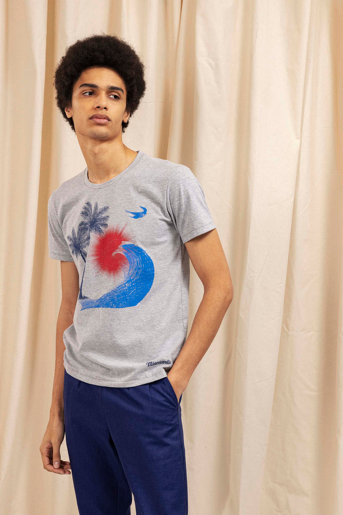 T-Shirt Querido Palmera Gris modèles à logo et coupes actuelles, les t-shirts Misericordia pour homme à découvrir