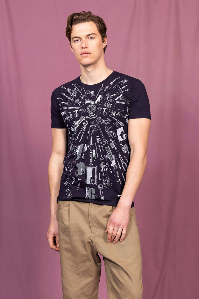 T-Shirt Querido Reparar Bleu Marine t-shirts manches courtes, 100% coton naturel, toucher agréable