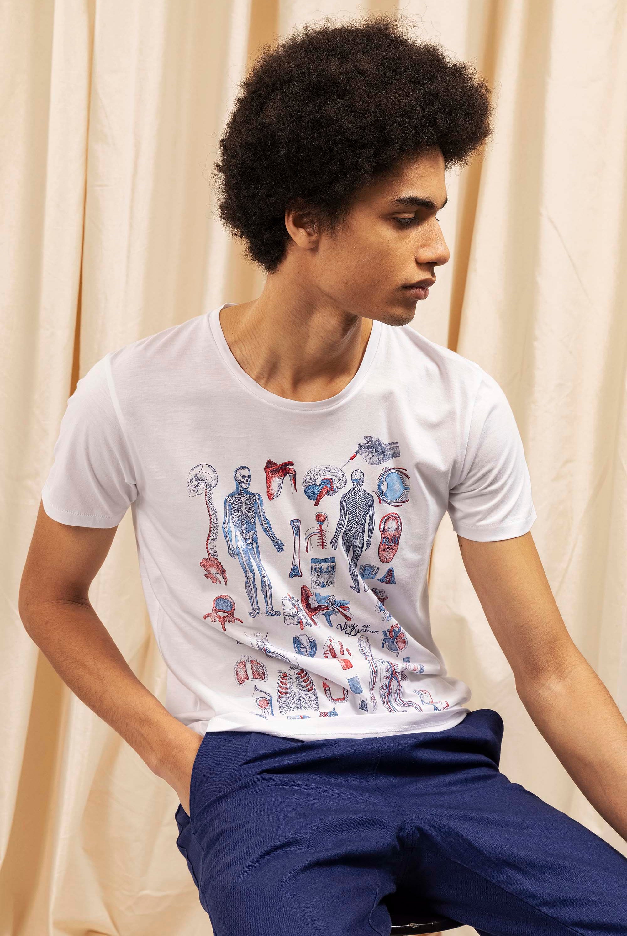 T-Shirt Querido Vacuna Blanc t-shirts pour homme unis ou imprimés en coton agréable à porter